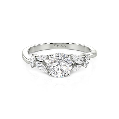 Jeulia Simple Custom Round Ring with Side Stone