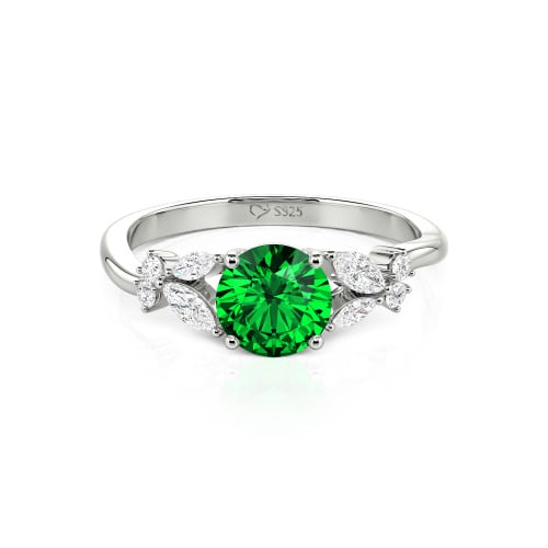 Jeulia Simple Custom Round Ring with Side Stone