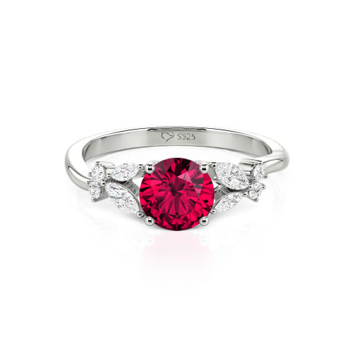 Jeulia Simple Custom Round Ring with Side Stone