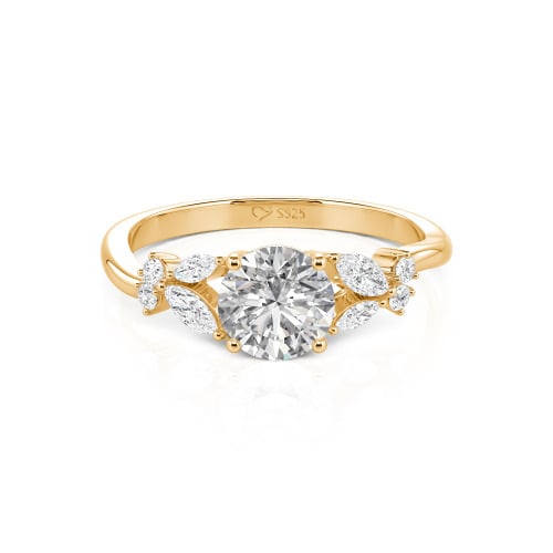 Jeulia Simple Custom Round Ring with Side Stone