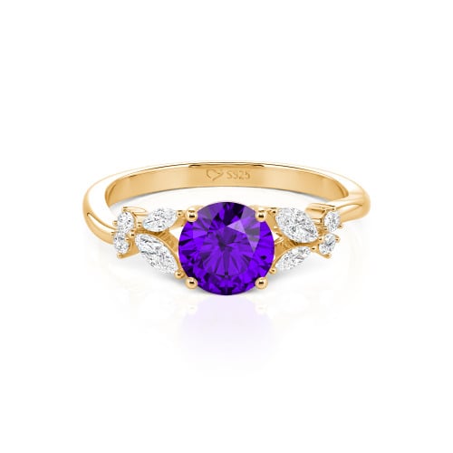 Jeulia Simple Custom Round Ring with Side Stone