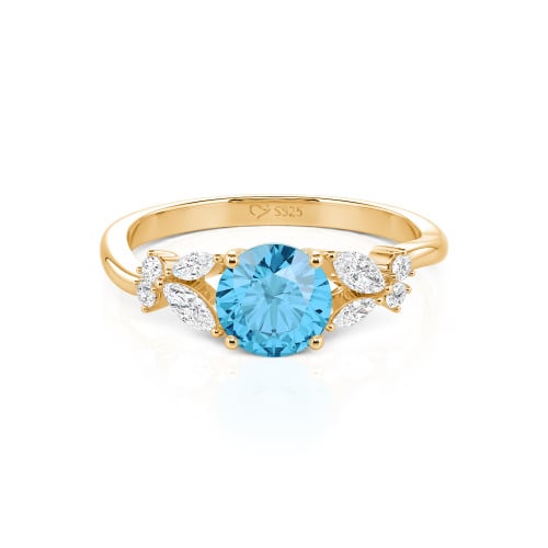 Jeulia Simple Custom Round Ring with Side Stone