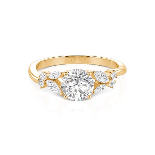 Jeulia Simple Custom Round Ring with Side Stone