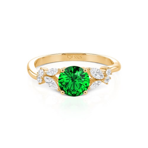 Jeulia Simple Custom Round Ring with Side Stone