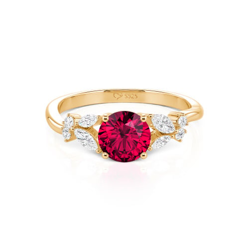 Jeulia Simple Custom Round Ring with Side Stone