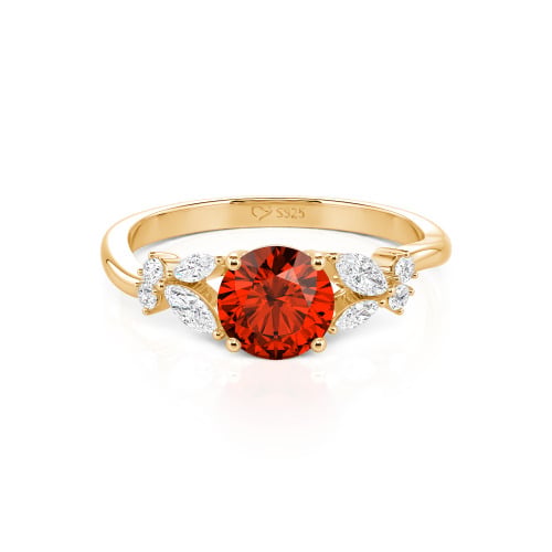 Jeulia Simple Custom Round Ring with Side Stone