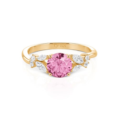 Jeulia Simple Custom Round Ring with Side Stone