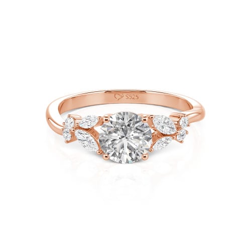 Jeulia Simple Custom Round Ring with Side Stone