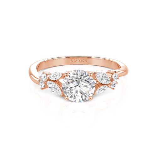 Jeulia Simple Custom Round Ring with Side Stone
