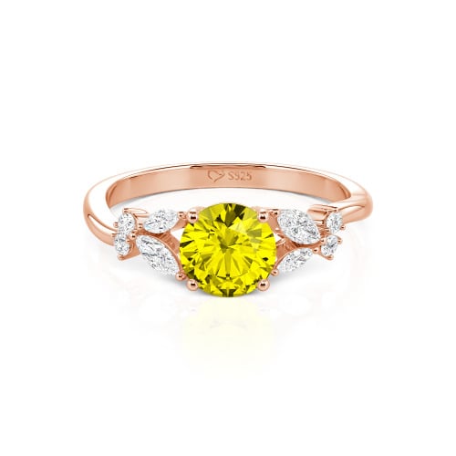 Jeulia Simple Custom Round Ring with Side Stone
