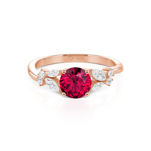 Jeulia Simple Custom Round Ring with Side Stone