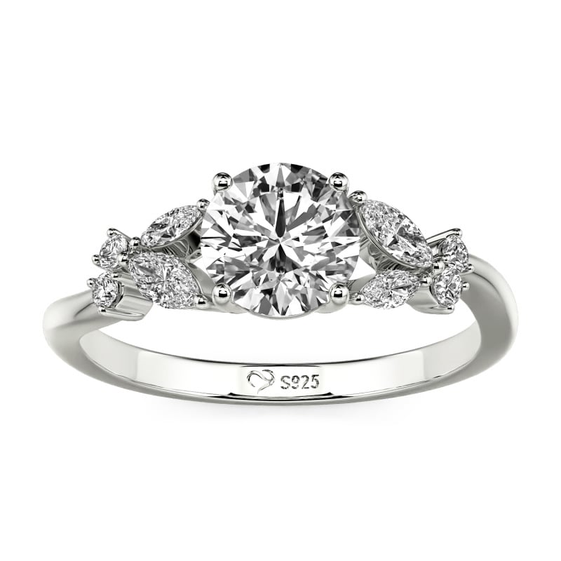 Jeulia Simple Custom Round Ring with Side Stone