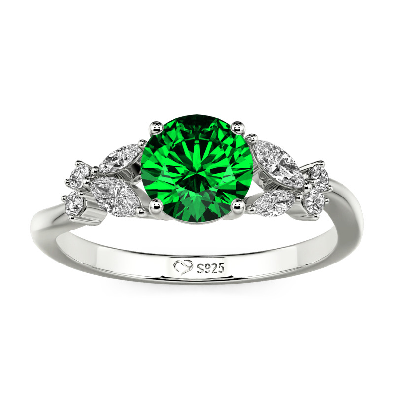 Jeulia Simple Custom Round Ring with Side Stone