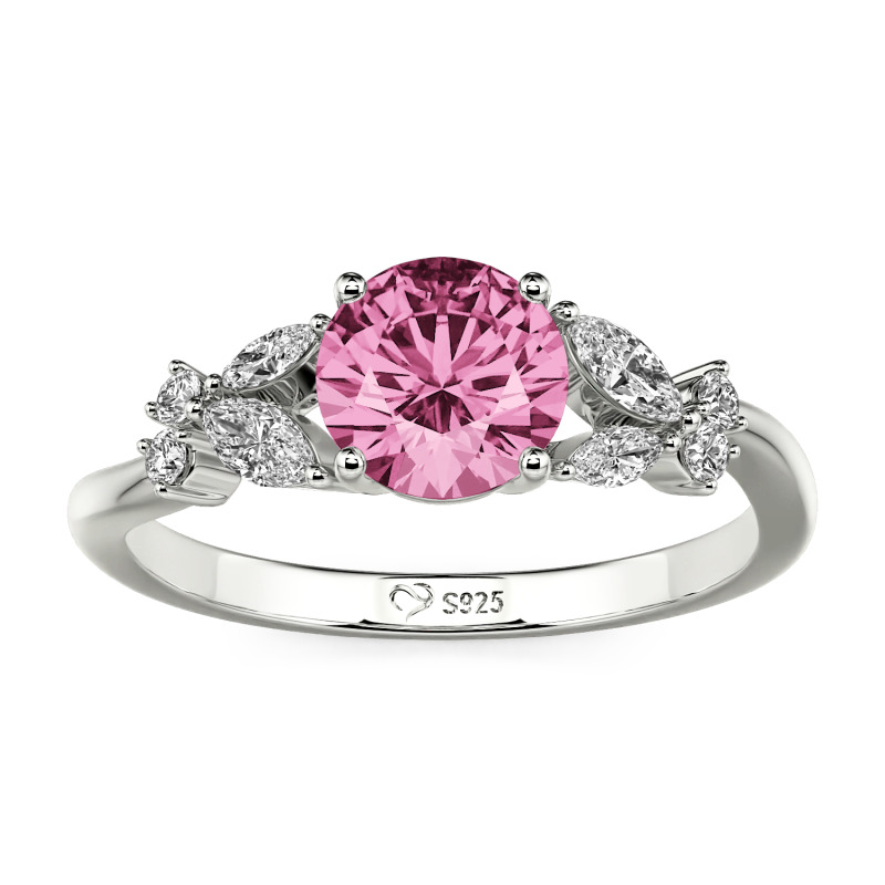 Jeulia Simple Custom Round Ring with Side Stone