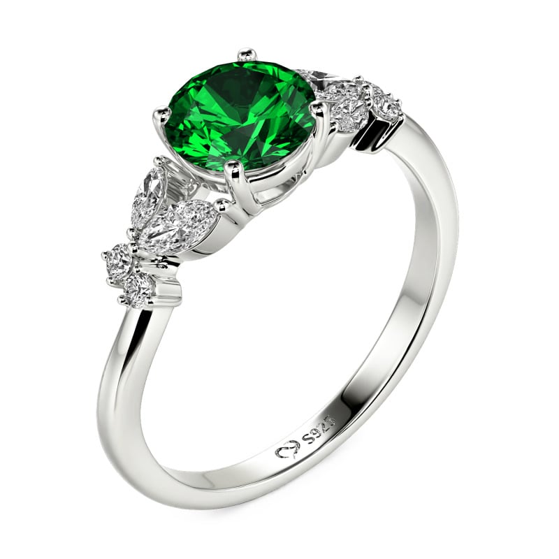 Jeulia Simple Custom Round Ring with Side Stone