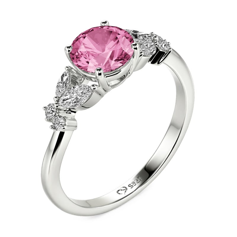 Jeulia Simple Custom Round Ring with Side Stone