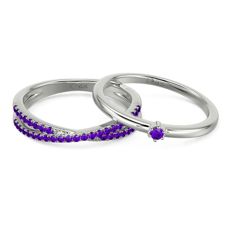 Jeulia Juego de Anillos Apilables Trenzado Minimalista Personalizados
