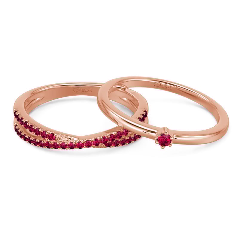 Jeulia Minimalisti Set Anelli Personalizzati Intrecciati e Sovrapponibili