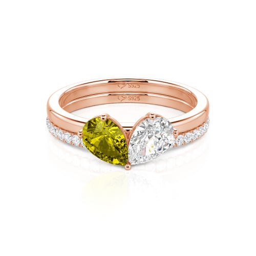 Jeulia Classic Custom Two Stone Heart Ring Set