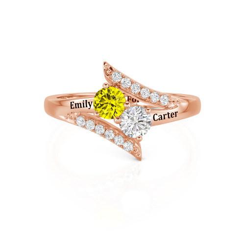Jeulia Custom Bypass Two Stone Name Ring