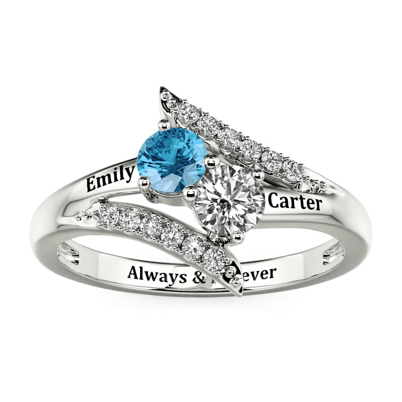 Jeulia Custom Bypass Two Stone Name Ring