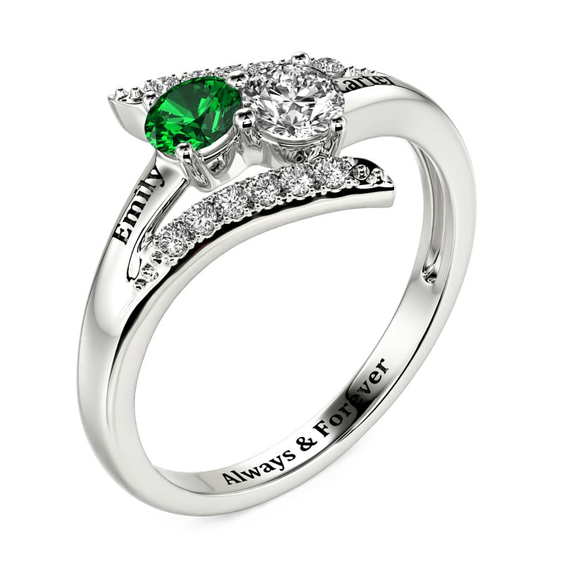 Jeulia Custom Bypass Two Stone Name Ring