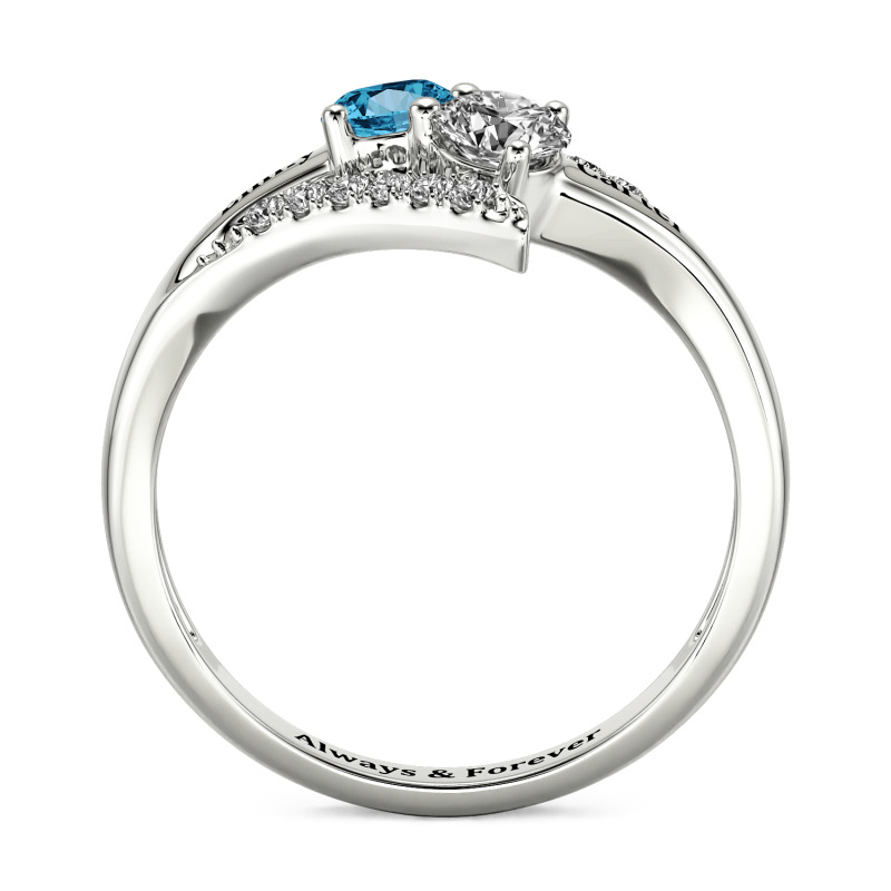 Jeulia Custom Bypass Two Stone Name Ring