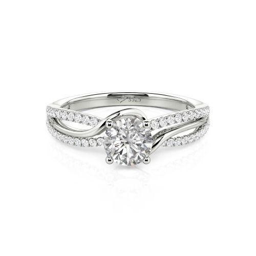 Jeulia Amore Two Tone Bypass Twisted Round Engagement Ring