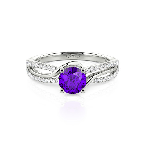 Jeulia Amore Two Tone Bypass Twisted Round Engagement Ring