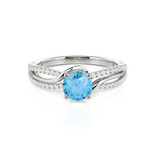 Jeulia Amore Two Tone Bypass Twisted Round Engagement Ring