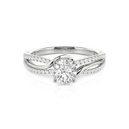 Jeulia Amore Two Tone Bypass Twisted Round Engagement Ring