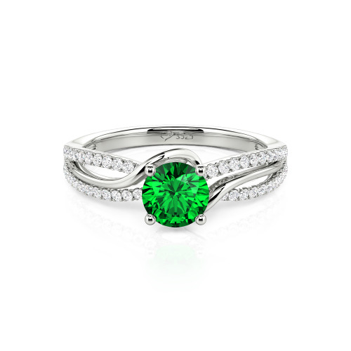 Jeulia Amore Two Tone Bypass Twisted Round Engagement Ring