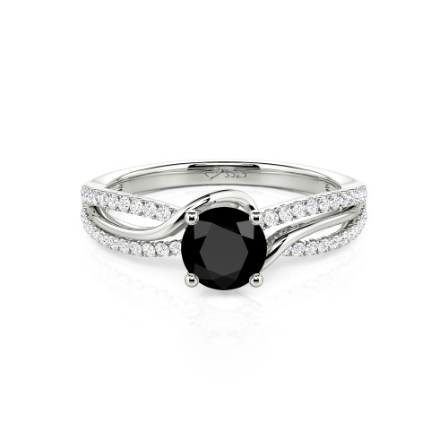 Jeulia Amore Two Tone Bypass Twisted Round Engagement Ring