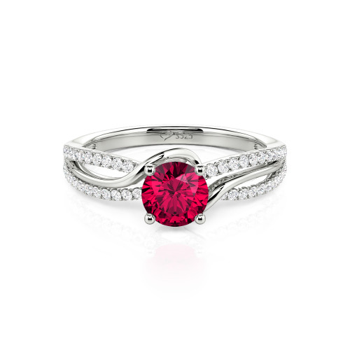 Jeulia Amore Two Tone Bypass Twisted Round Engagement Ring