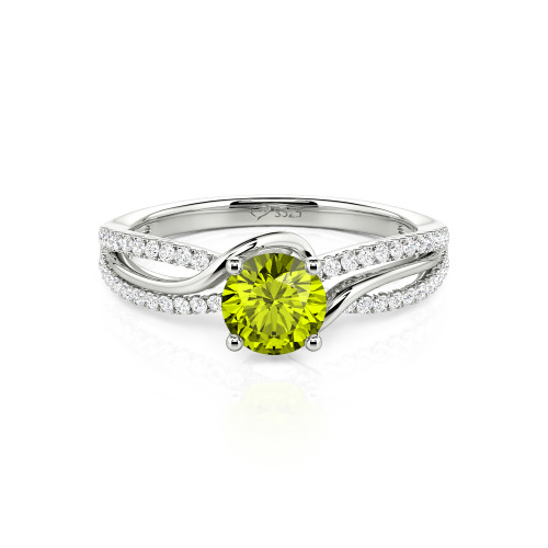 Jeulia Amore Two Tone Bypass Twisted Round Engagement Ring