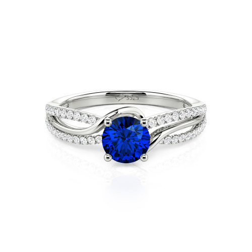 Jeulia Amore Two Tone Bypass Twisted Round Engagement Ring