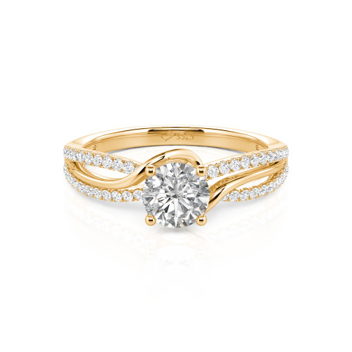Jeulia Amore Two Tone Bypass Twisted Round Engagement Ring
