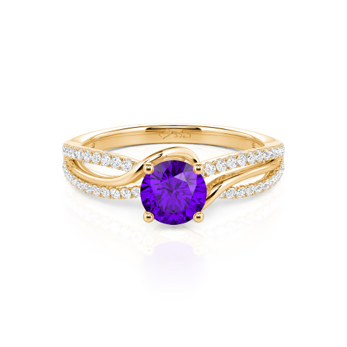 Jeulia Amore Two Tone Bypass Twisted Round Engagement Ring