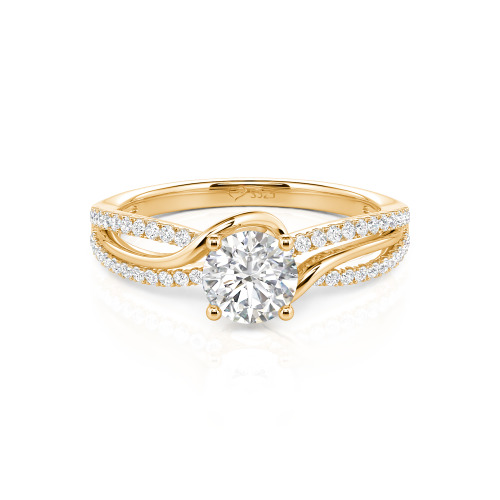 Jeulia Amore Two Tone Bypass Twisted Round Engagement Ring