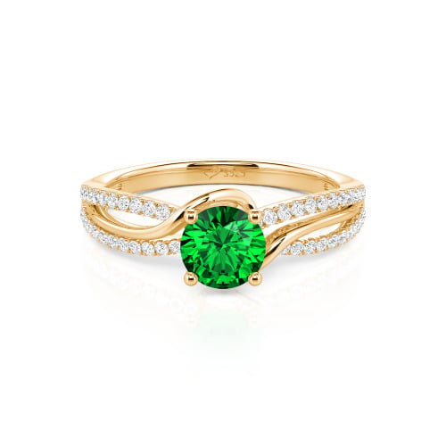 Jeulia Amore Two Tone Bypass Twisted Round Engagement Ring