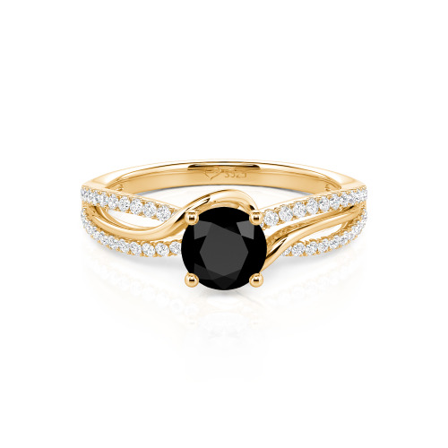 Jeulia Amore Two Tone Bypass Twisted Round Engagement Ring