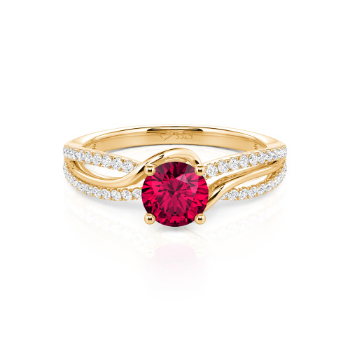 Jeulia Amore Two Tone Bypass Twisted Round Engagement Ring