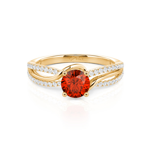 Jeulia Amore Two Tone Bypass Twisted Round Engagement Ring