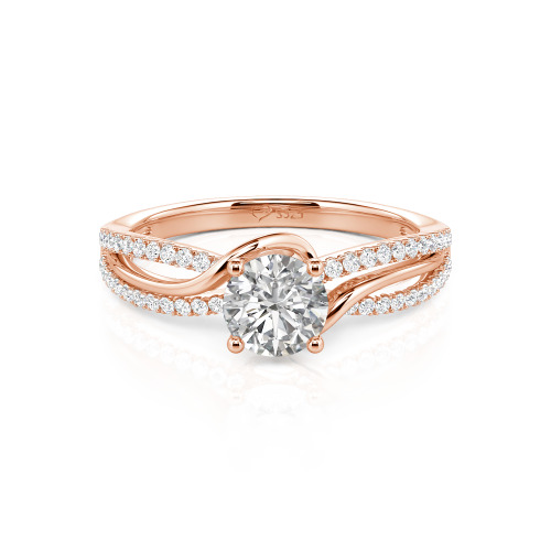 Jeulia Amore Two Tone Bypass Twisted Round Engagement Ring