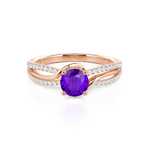 Jeulia Amore Two Tone Bypass Twisted Round Engagement Ring