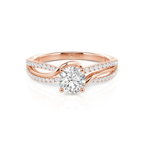 Jeulia Amore Two Tone Bypass Twisted Round Engagement Ring