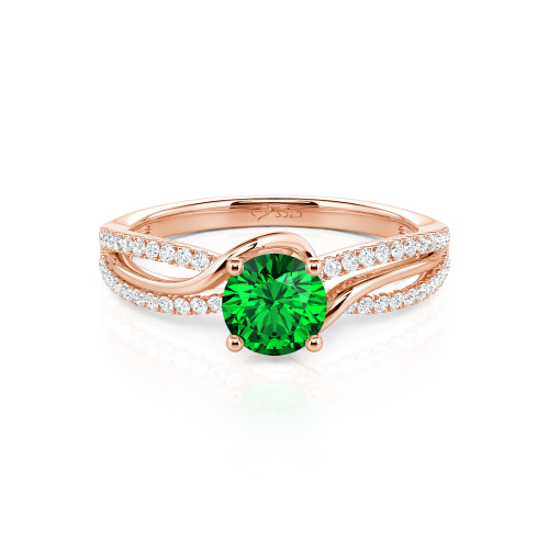 Jeulia Amore Two Tone Bypass Twisted Round Engagement Ring
