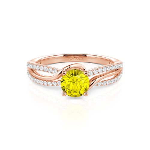 Jeulia Amore Two Tone Bypass Twisted Round Engagement Ring