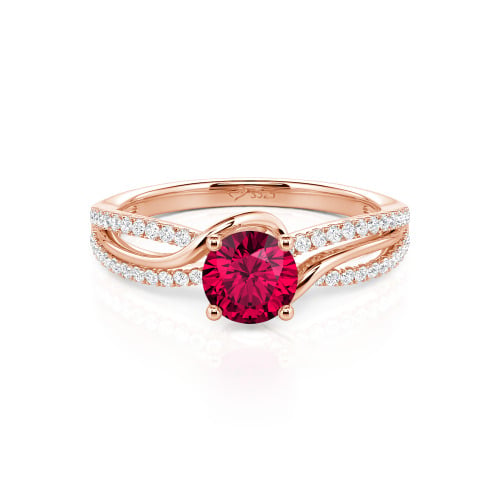 Jeulia Amore Two Tone Bypass Twisted Round Engagement Ring