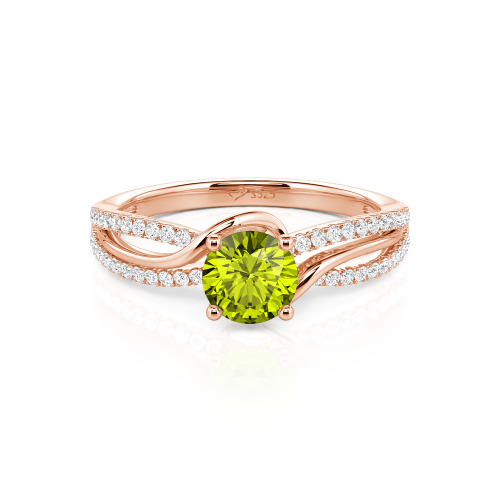 Jeulia Amore Two Tone Bypass Twisted Round Engagement Ring